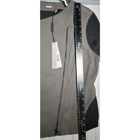 ELIE TAHARI $898 JOPLIN Genuine Lamb Leather MerinoWool Asymmetric Moto Jacket M - Picture 10 of 14